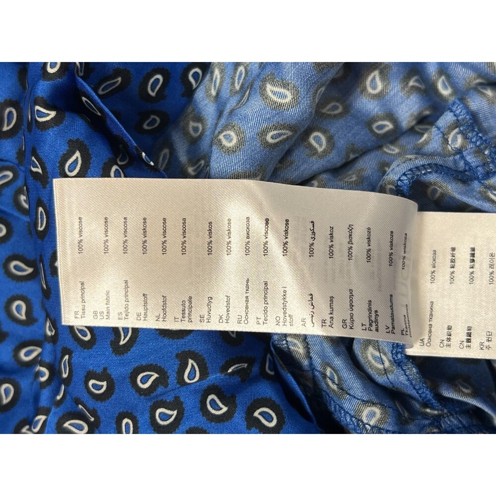 “Maje Blue Printed Romper Women Size 36 Short Sleeve V-Neck Casual Jumpsuit” - Picture 9 of 10